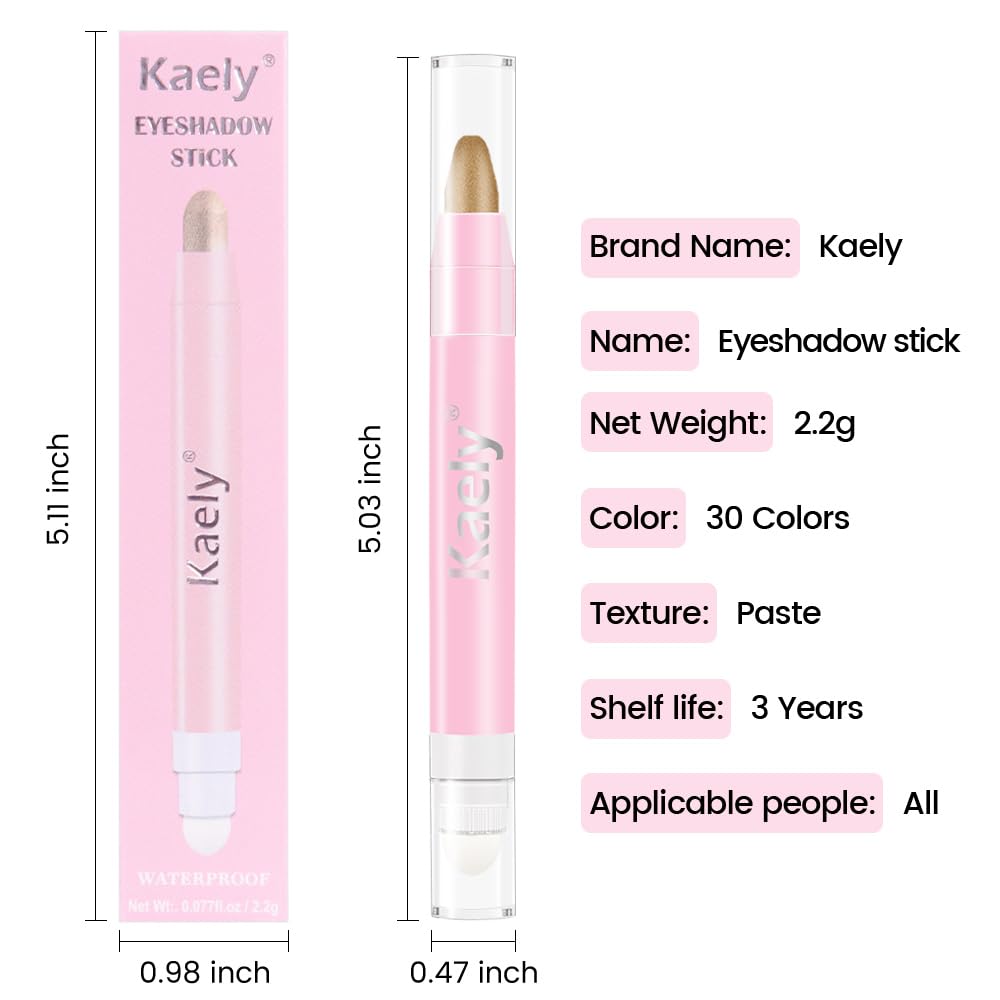 Kaely 2in1 Cream Eye Shadow Brightener Sticks for Eyes, Pencil Eyeshadow Applicator Stick Waterproof Pigmented, Eye Shadow Palette Highlighter Makeup, sombras para ojos, 04 Light Khaki Shimmer