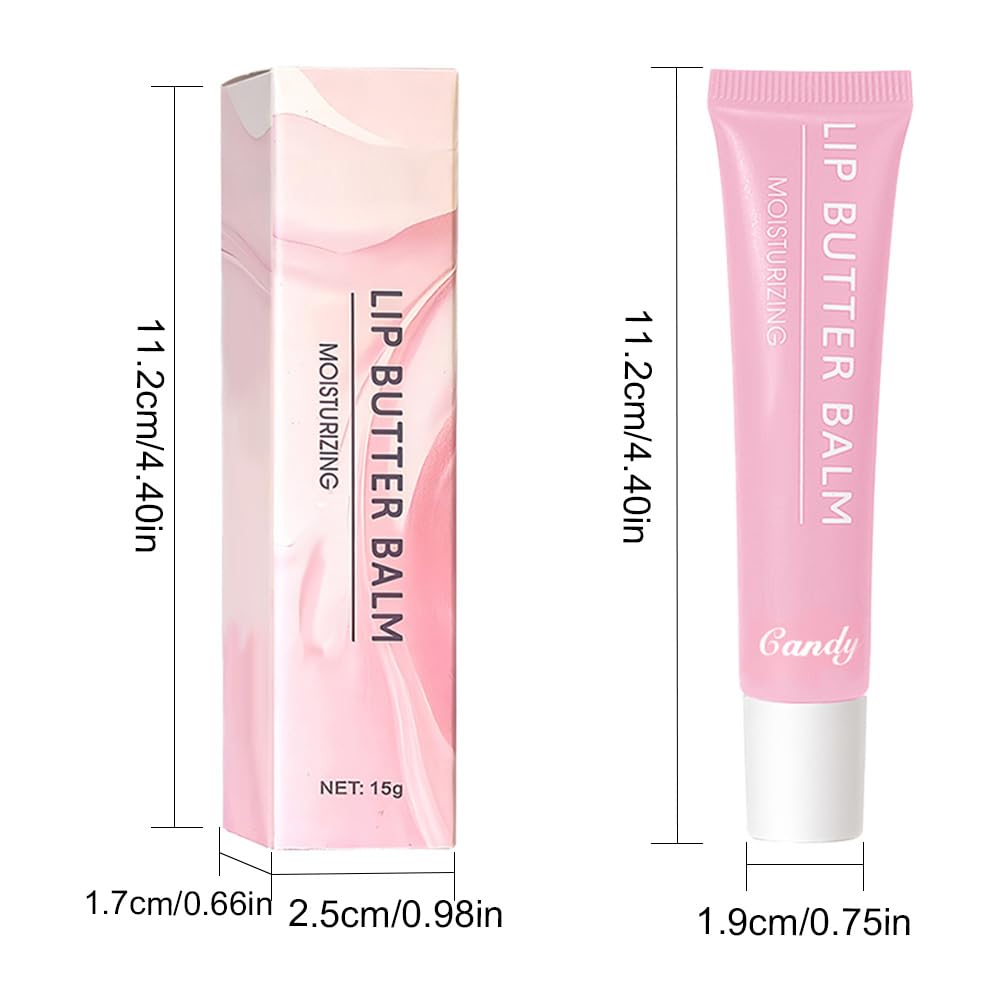 Summer Hydrating Lip Butter Balms Lip Gloss,Natural Vegan Lip Balm Tinted for Instant Moisture,Shine,Hydration Pink-Tinted,Soothes & Softens Dry Lips,Bálsamo labial hidratante 02#Candy (0.5 Fl Oz)