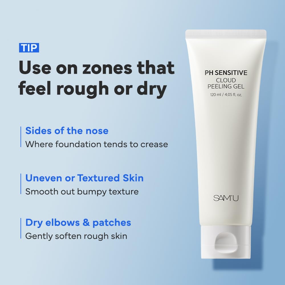 SAM’U PH Sensitive Cloud Peeling Gel – Gentle Exfoliating Gel for Face with Pineapple Enzymes & Hyaluronic Acid – Hydrating Facial Peel & Face Scrub for Sensitive Skin, 120ml, 3.38 fl.oz