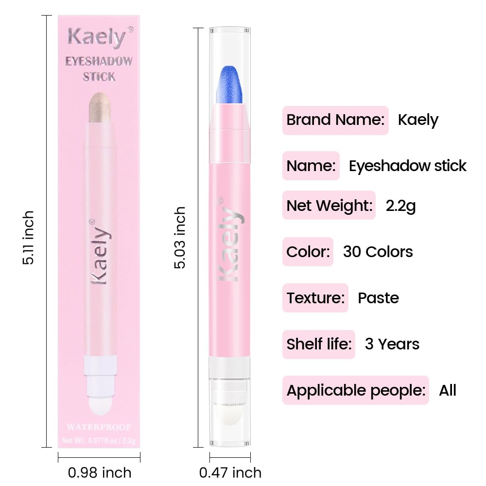 Kaely 2in1 Cream Eye Shadow Brightener Sticks for Eyes, Pencil Eyeshadow Applicator Stick Waterproof Pigmented, Eye Shadow Palette Highlighter Makeup, sombras para ojos, 13 Royal Blue Shimmer