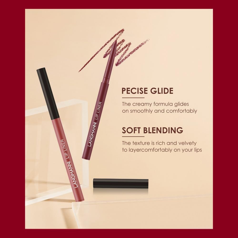 LANGMANNI 4pcs Matte Lipstick with Lipliners Durable Makeup Set,Long-Lasting Non-Stick Cup Not Fade Waterproof Pigmented Velvet Lipgloss Kit Beauty Cosmetics Makeup Gift for Girls(#9+10+11+12)