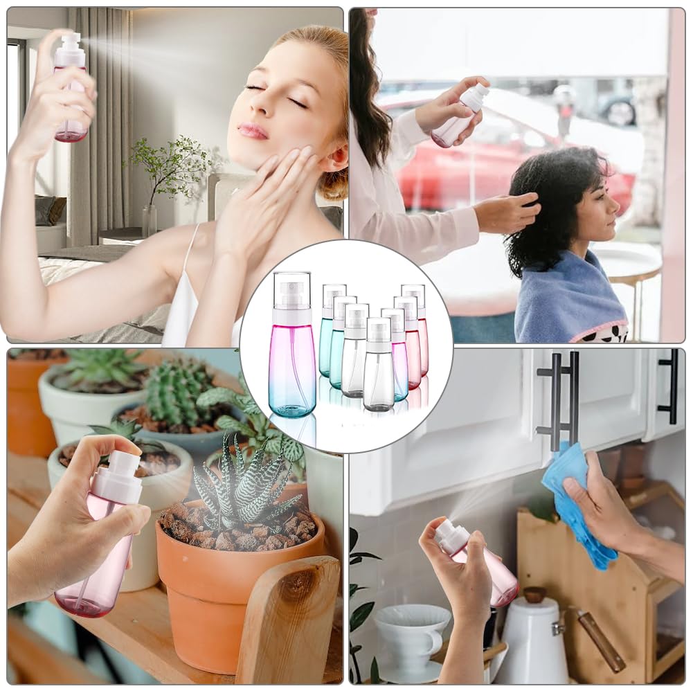 Cosywell Fine Mist Spray Bottles TSA Approved 3.4oz 100ml 8 Pack Leak Proof Travel Spray Bottle Empty Small Spray Bottles for Perfume Essential Oils Toners Rose Water Cosmetics (8PCS-4Colors)