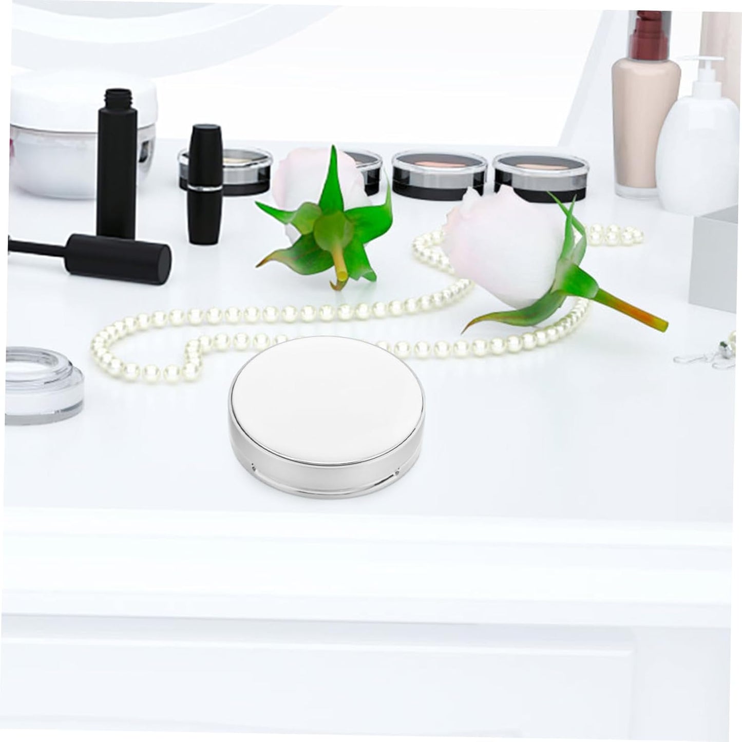 2pcs Travel Powder Container Mirror for Makeup Empty Cushion Compact Case Portable Powder Box for Women