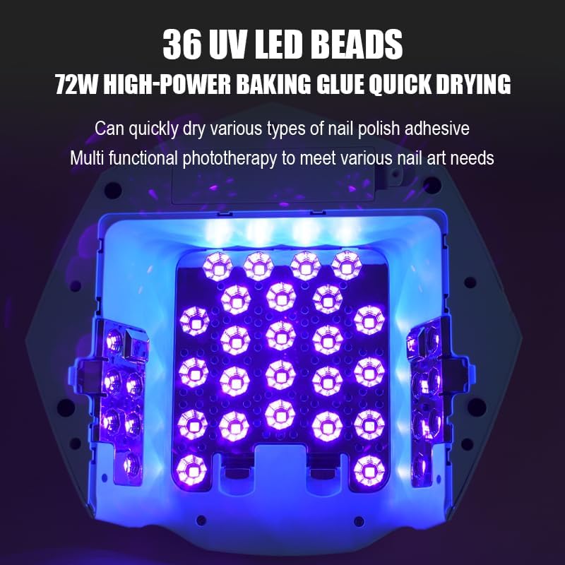 Interchangeable Light Panel & Battery - Cordless Rechargeable 72W UV LED Nail Lamp with Metallic Reflector & Base, Professional Salon-Grade Wireless Gel Nail Dryer Fast Curing Light (Pink)