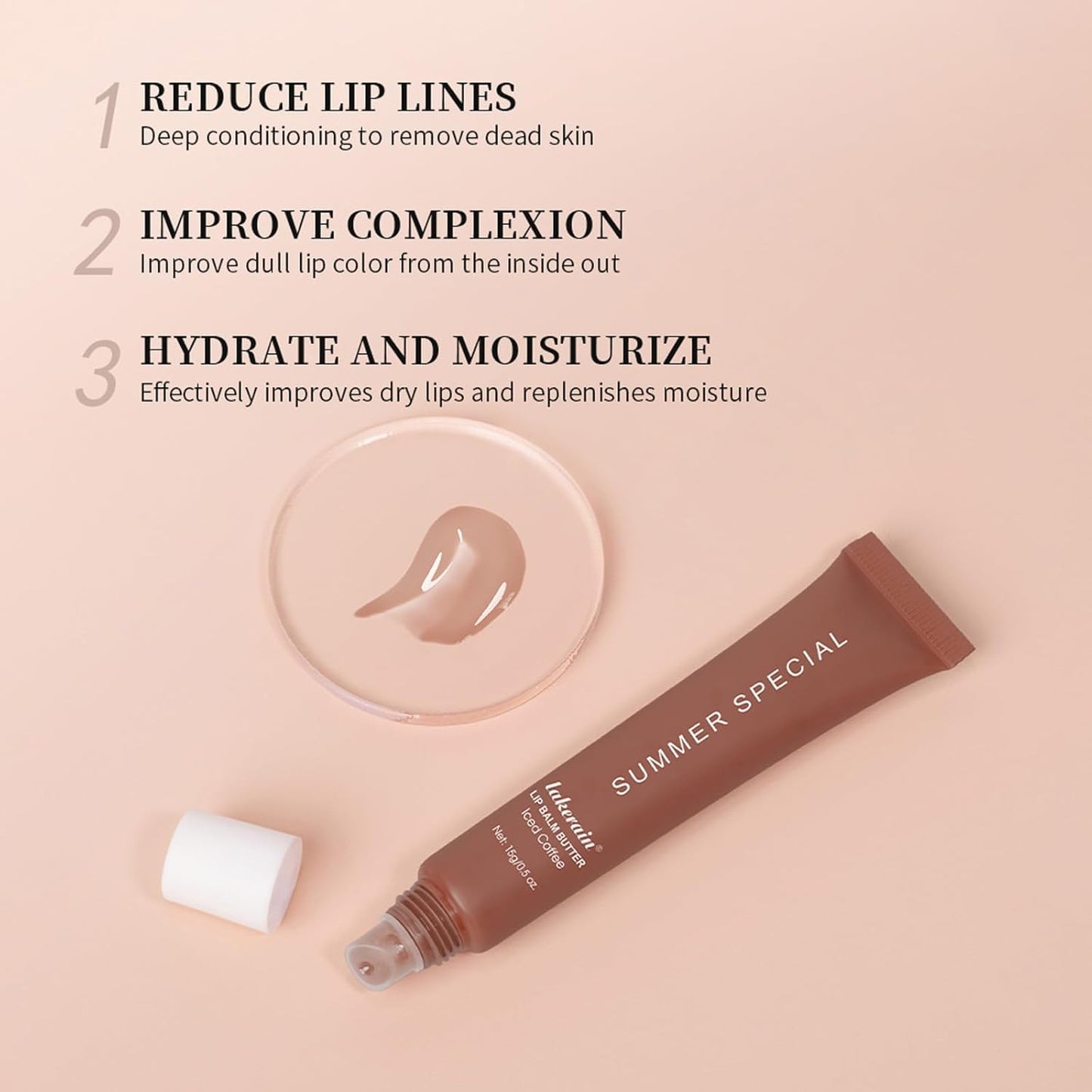 Summer Lip Butter Balm,Moisturizing Hydrating Lip Gloss Balm Set,Long-lasting Non-Sticky Nourishing Lip Care with Natural Ingredients for Soothing Softening Lips(#3-Iced Coffee)