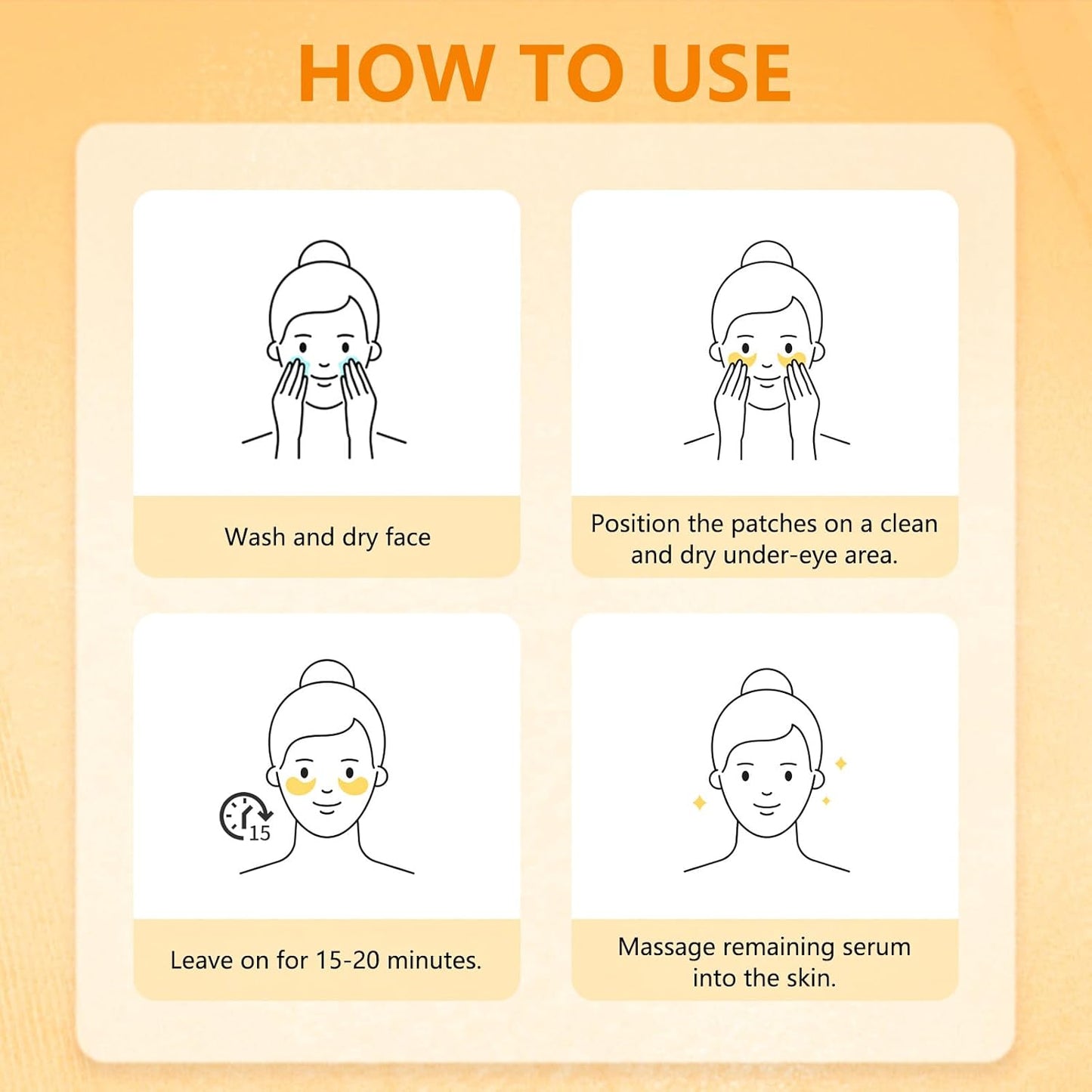 Under Eye Patches with Vitamin C & Caffeine 30 Pairs for Dark Circles, Fine Lines and Puffiness, with Niacinamide Hydra-Gel Collagen, Skin Care for Men & Women