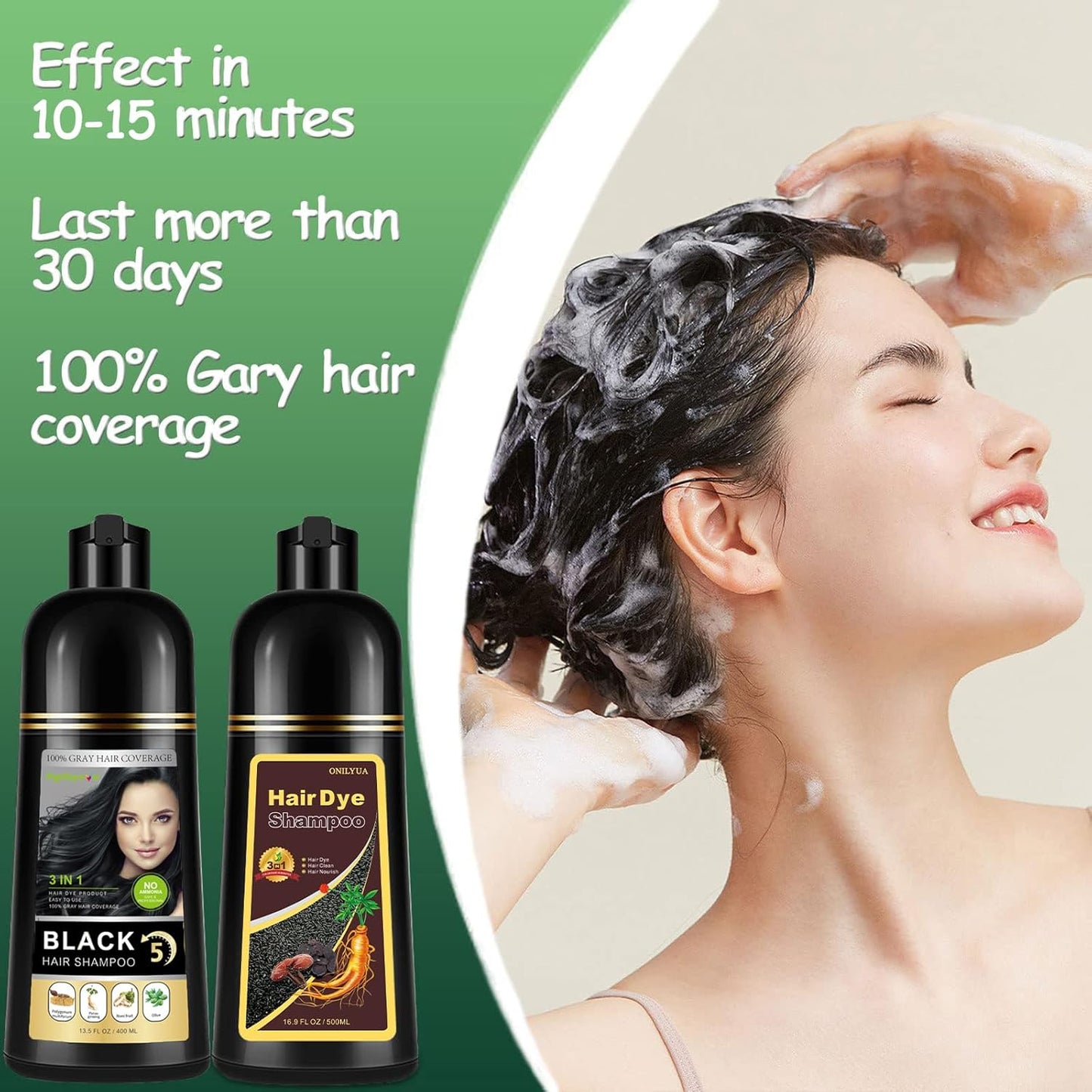 Hair Dye Shampoo 3 in 1, Dark Brown Hair Dye 16.9 FL Oz, Hair Shampoo, Semi-Permanent Hair Color Shampoo, Lasts 30 Days (Dark Brown)