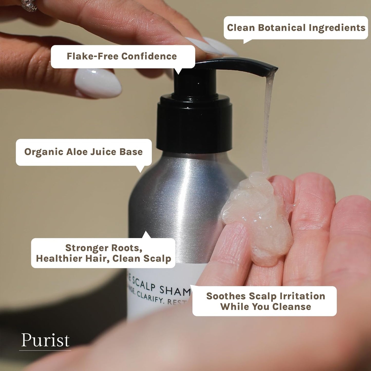 Purist Natural Shampoo – For Dry, Itchy, Flaky & Dandruff Prone Scalps – Natural Aloe Vera & Vitamin-Infused Formula – Vegan, Sulfate-Free, Color-Safe & Paraben-Free - Gentle Detoxifying Cleanser