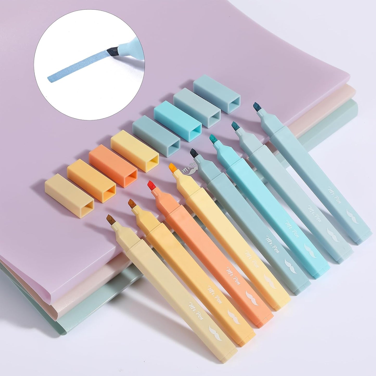 Mr. Pen- Aesthetic Highlighters, 8 pcs, Chisel Tip, Pastel Colors, Cute Highlighters Assorted Colors, Back to School Supplies