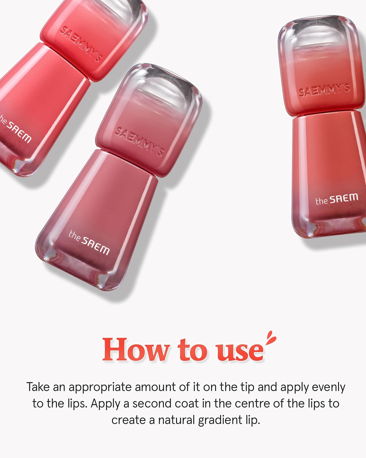 THESAEM Saemmy's Ade Shot Tint (01, 06) - Korean Lip Titnt, Water Gel Lip Stain with Plump Glowy Moisturizing Finish, Buildable Radiant Gloss, Long-Lasting Comfort, 0.1 fl.oz.