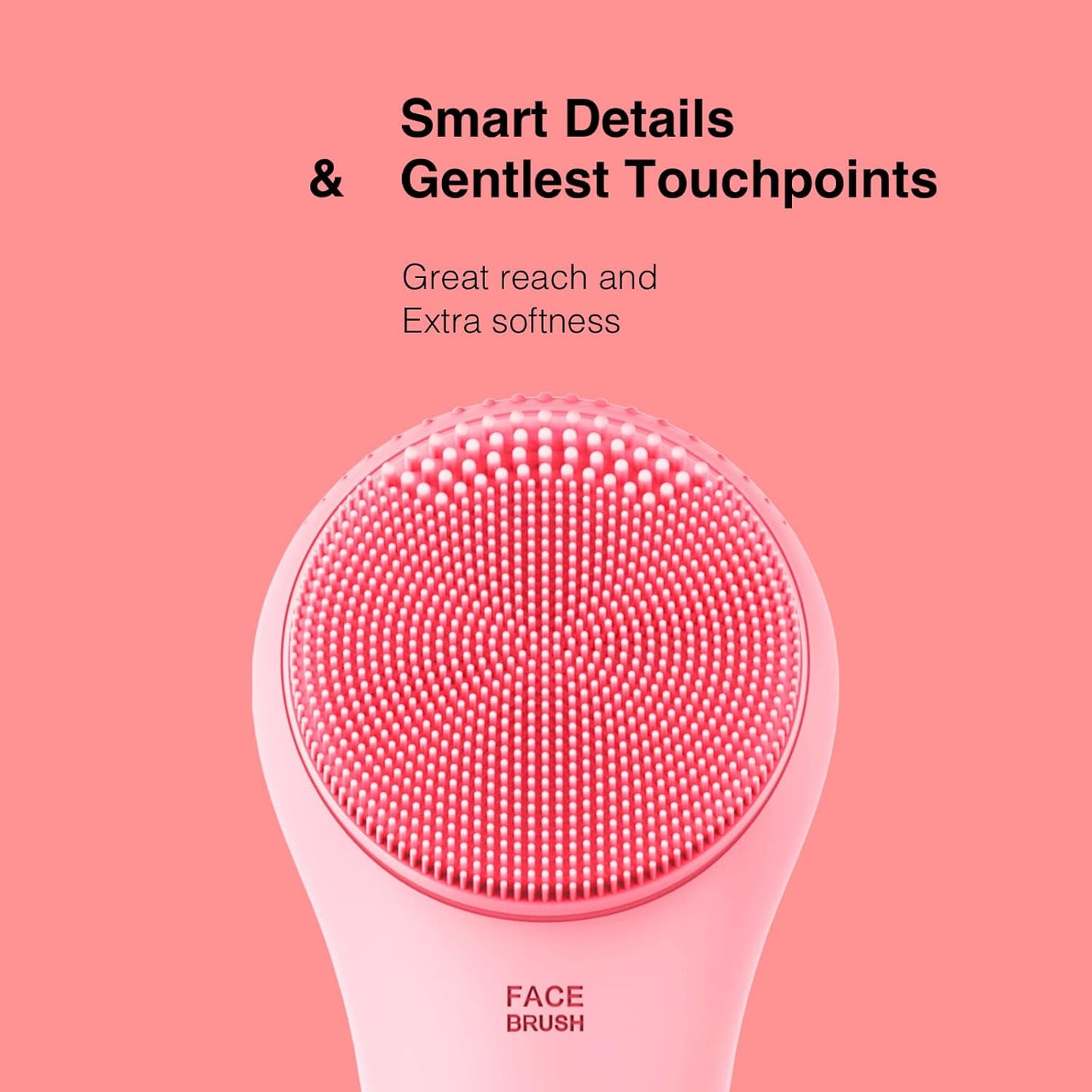 NågraCoola CLIE Facial Cleansing Brush, Waterproof and Rechargeable Electric Face Scrubber for Men & Women, Exfoliating, Massaging, and Cleansing - Pink