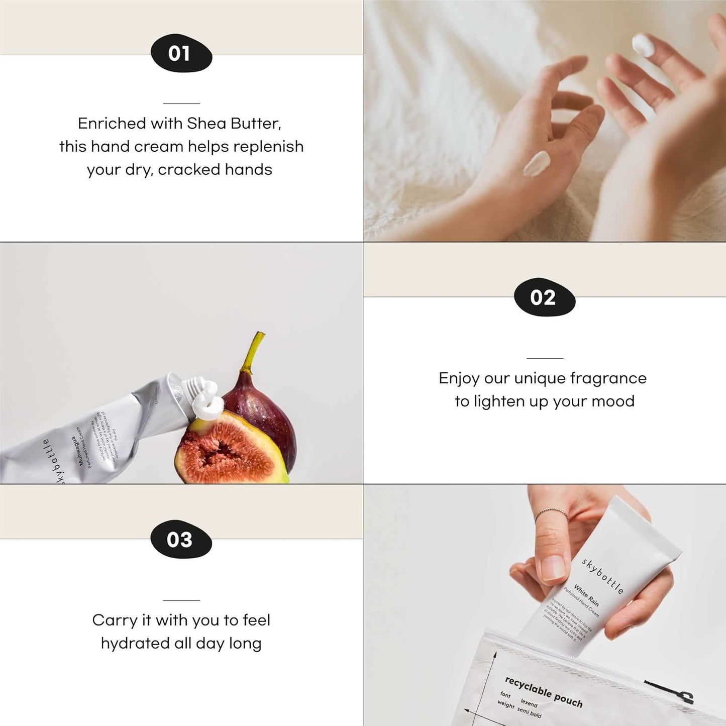 skybottle Hand Cream, Nourishes Very Dry Hands, Korean Hand Lotion, Hand Care for Women & Men, Perfumed with Ylang Ylang, Jasmine, Musk Scent with Shea Butter, 1.7 Fl. Oz