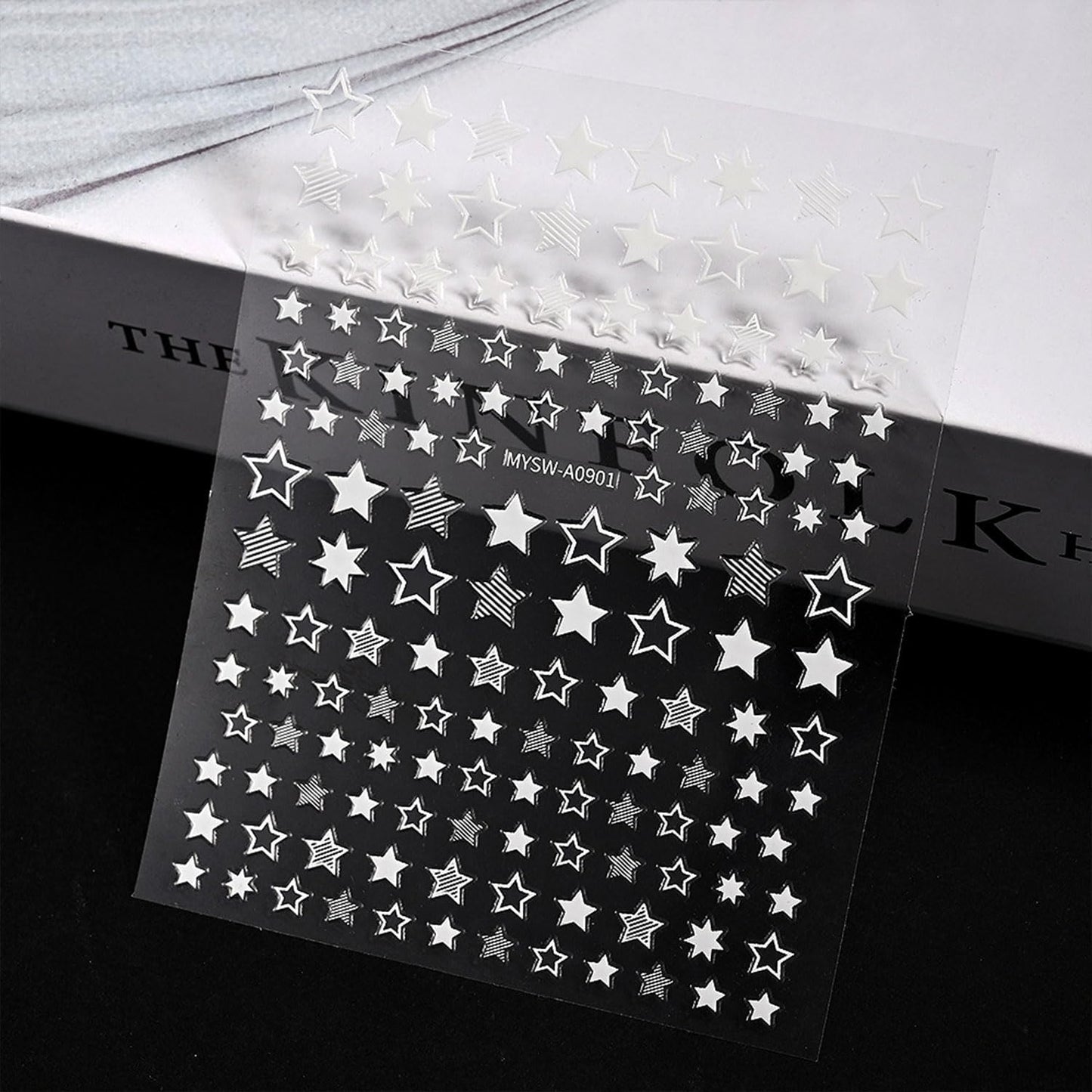 12 Sheets White Blue Red Star Nail Art Stickers 3D Self Adhesive 4th of July Nail Stickers for Nail Art Independence Day Nail Decals Star Nail Supplies Design for DIY Acrylic Nails for Women Girls