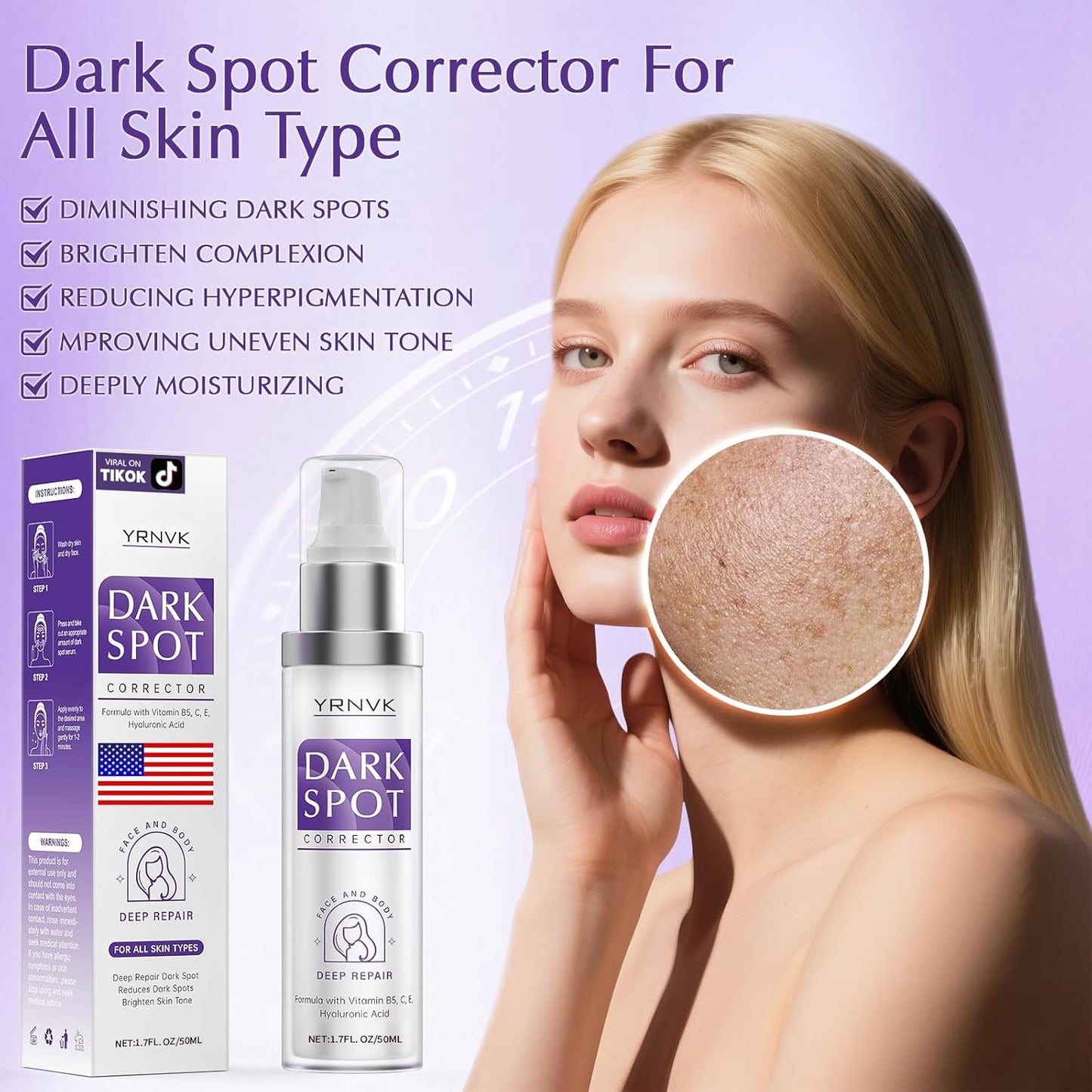 Dark Spot Remover for Face Cream, Dark Spot Corrector, Rapid Tone Repair Retinol Serum for Sun Spots, Age Spots, Skin Brown, Melasma Skin Care with Upgraded Formula Vitamin C for Women 1.7 Fl OZ
