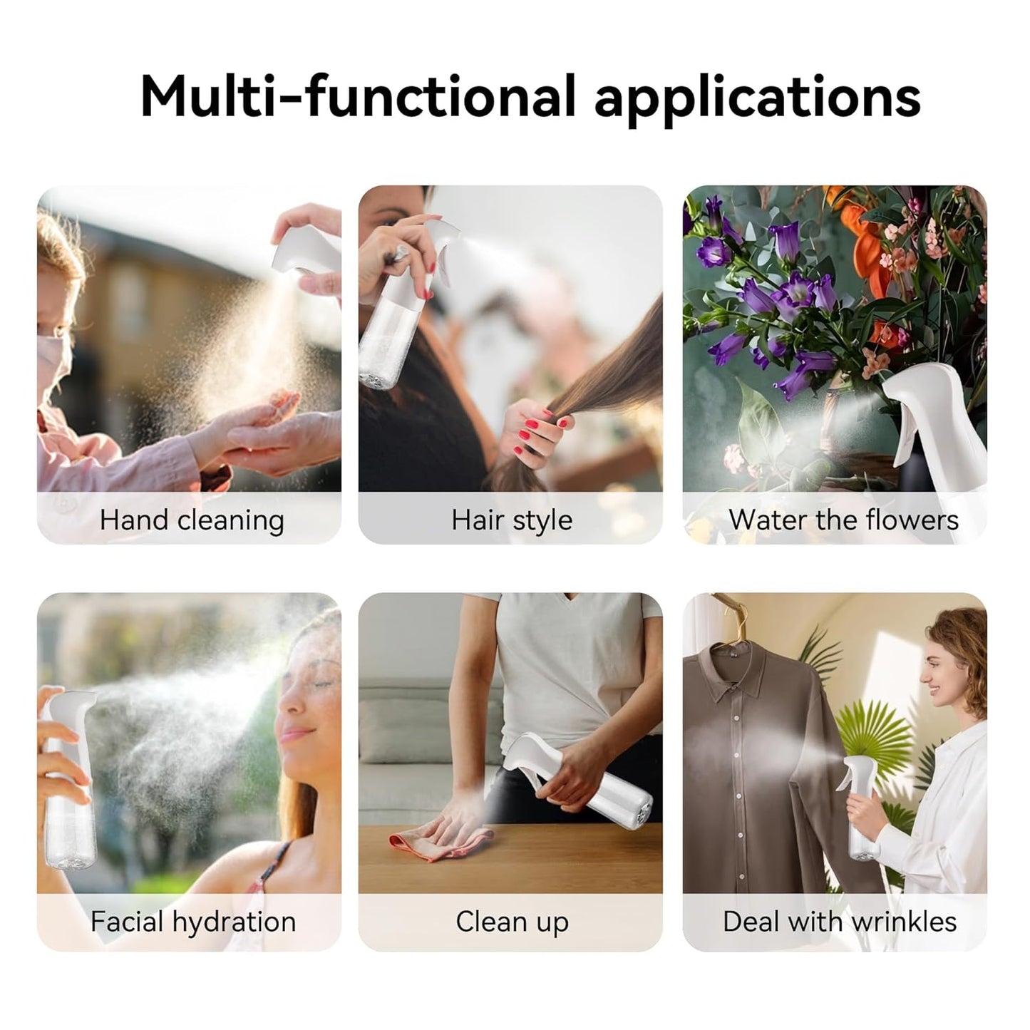 Spray Bottle for Hair (6.8OZ /200ML) Continuous Ultra Fine Mist Sprayer for Hair