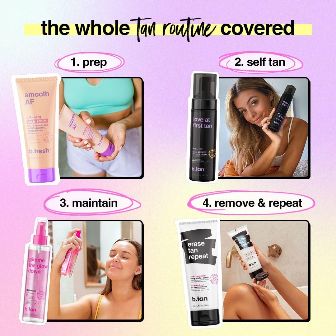 b.tan Clear Face Tan Mist Bundle | Gimme The Glow Down - Facial Tanner Spray, Gradual Bronzing Sunless Tanning Water, Infused with Rosewater, No Fake Tan Smell, 6.7 Fl Oz, Pack of 2