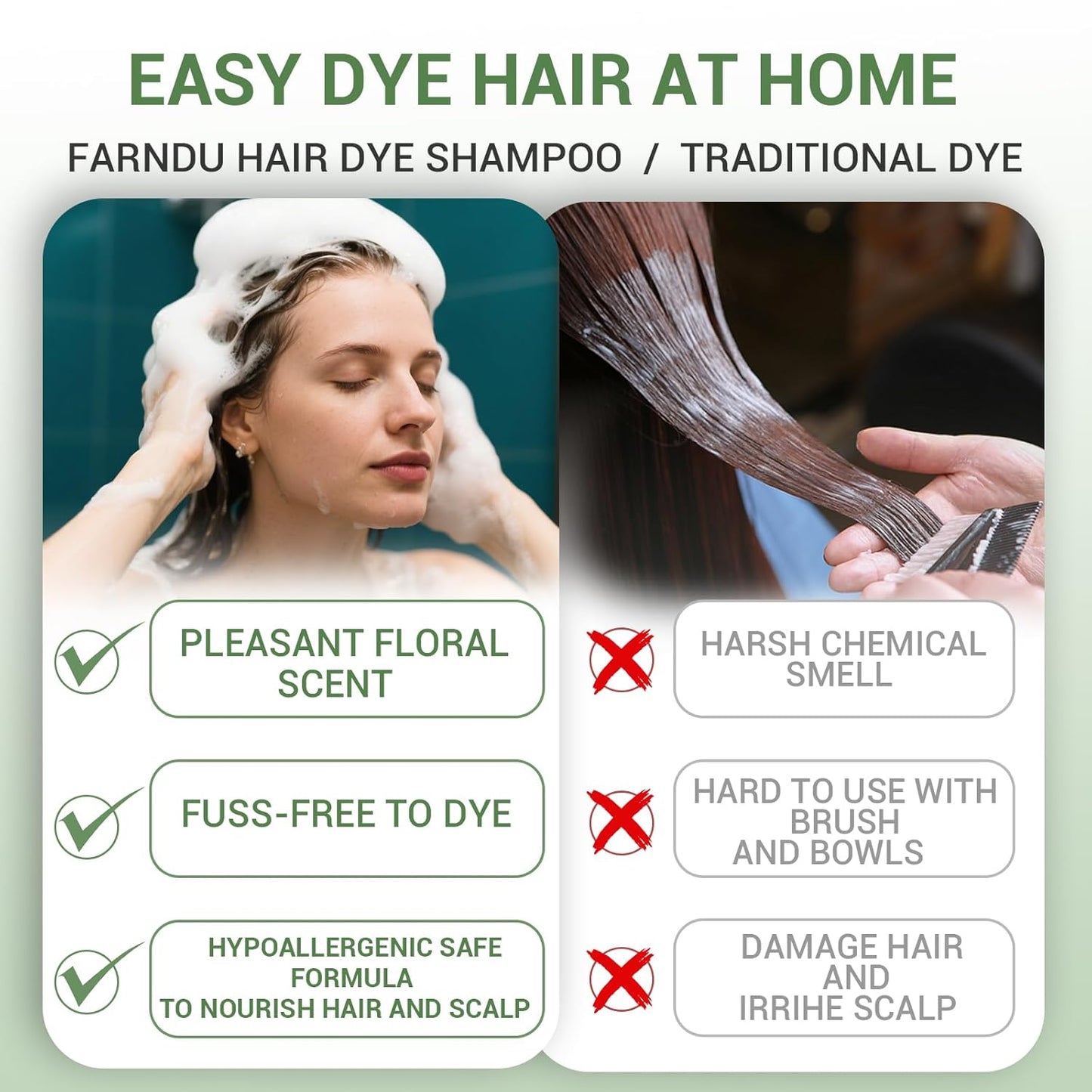 Light Brown Hair Dye Shampoo for Women Men, Instant Gray Hair Coverage Natural Herbal Hair Color Shampoo 3 In 1 champu para canas