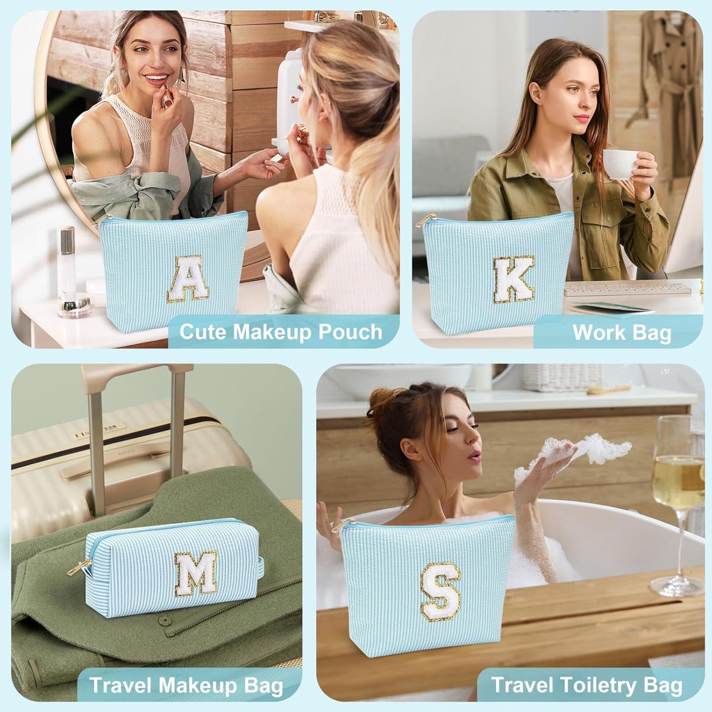 YOOLIFE Gifts for Women Her, Makeup Bag Make Up Bag Pouch Cosmetics Organizer Bag Cute Makeup Bag Skincare Bag Personalized Best Friend Wife Birthday Gift Graduate Gifts for Her V