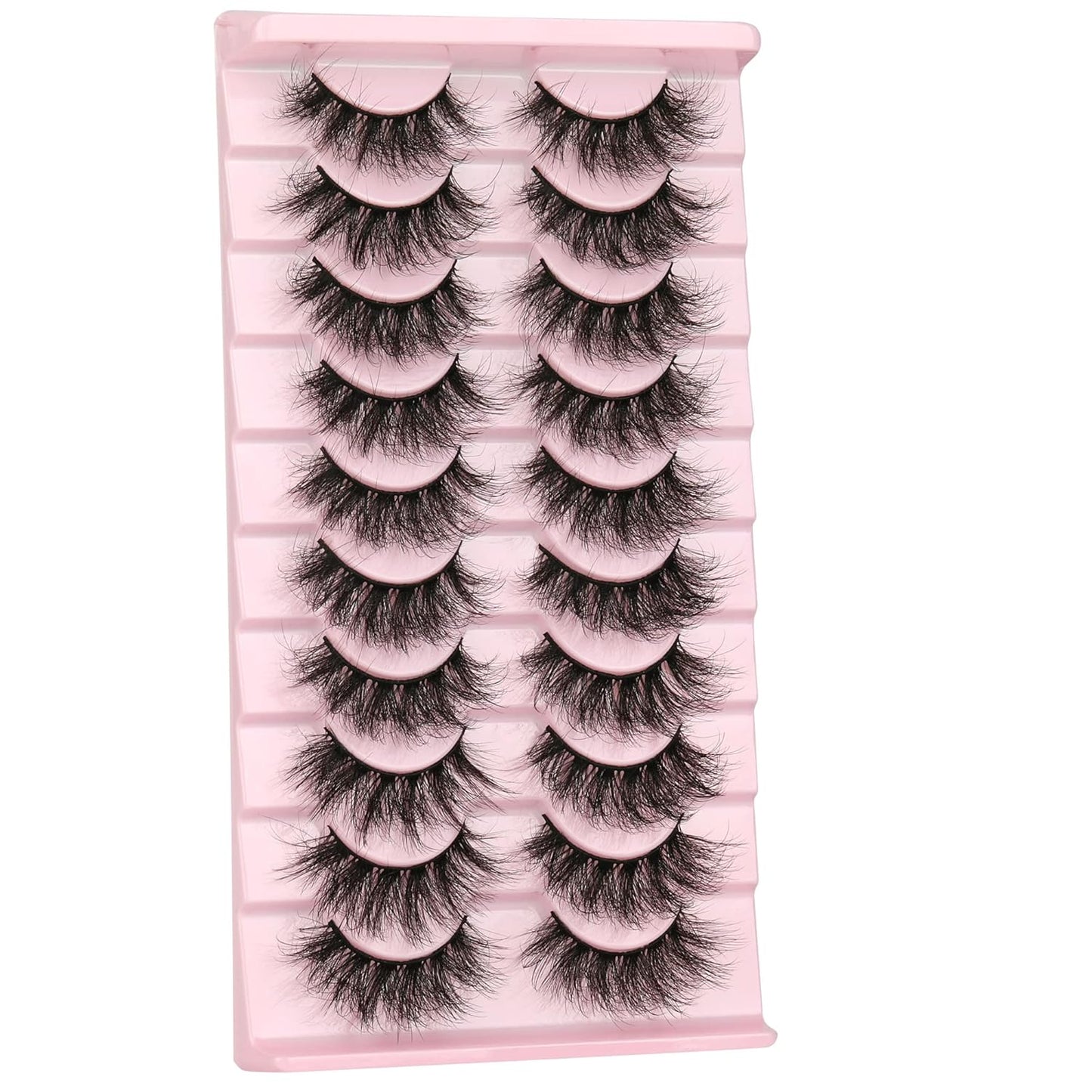 FANXITON Mink Lashes False Eyelashes Dramatic Full Mink Lashes Wispy 19 MM Natural Look 3D Fake Eyelashes 10 Pairs Pack
