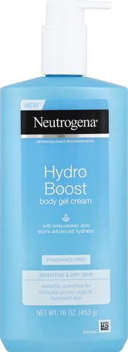 Neutrogena Hydro Boost Body Moisturizing Gel Cream with Hyaluronic Acid, Non-Greasy & Fast Absorbing, Lightweight Hydrating Body Lotion for Normal to Dry Skin, Fragrance-Free, 16 oz (Pack of 2)