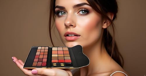 Beauty Makeup Palette 33 Pigmented Colors Professional Eyeshadow Blush Highlighter Contour Glitter Matte Set with Brushes Ideal Makeup Kit for Eyes Lips and Face