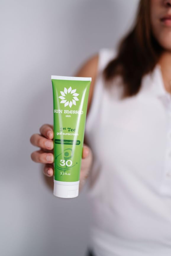 1st Tee Golf Sunscreen Lotion by Sun Blessed Skin, SPF 30 Odor Free, Lightweight and Grease Free Formula, Water and Sweat Resistant for all Skin Tones and Skin Types, 9.9 fl oz