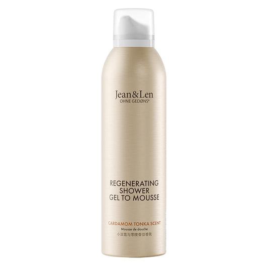 Jean & Len Shower Soufflé Cardamom & Tonka, almond, jojoba and babussa oil, for a fragrant cleansing experience, for normal to dry skin, shower foam, without parabens & silicones, vegan, 6.76 Fl. Oz.