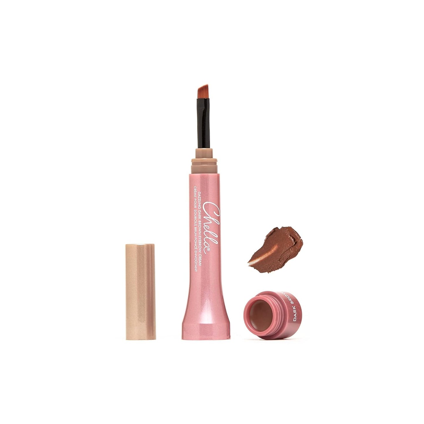 Chella Eyebrow Cream, Dazzling Dark Brown - Vegan, Cruelty Free, Paraben Free, Gluten Free Eyebrow Pomade Makeup - Long Wearing, Velvet Consistency, Water Resistant