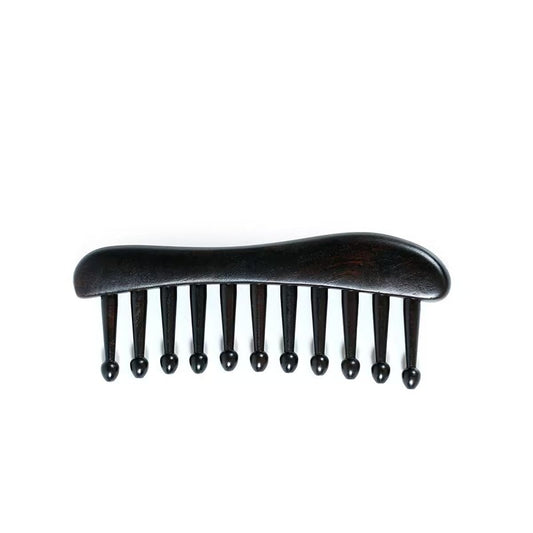 Eleven Teeth Meridian Massage Comb - Scalp Massage Comb Gua Sha Ebony Wood Head Massager for Hair Growth, Hair Massage Wooden Gift for Women (Eleven teeth, 5.2” x 2.1”)