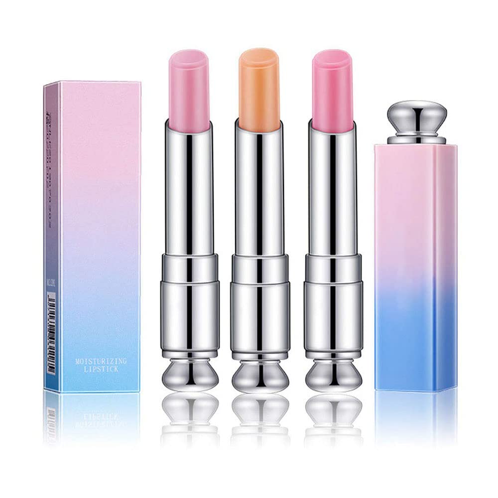 BINGBRUSH 3 Pcs Color Changing Change Lip Balm,Korean Magic Lipstick Color Change Changing Lip Tint Tinted Stain Gloss Balm Long Lasting Waterproof Moisturizer Lipstick Set for Women