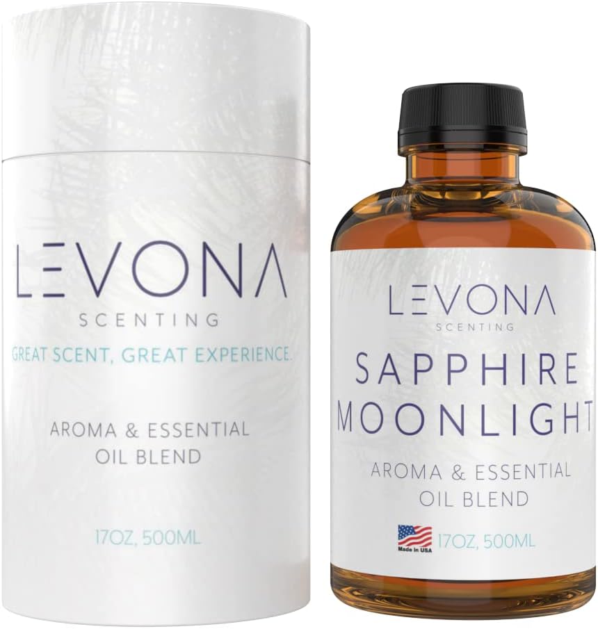 Levona Scent Essential Oil - Fresh Aroma for Home, Office, Hotel & Spa, Perfect in Humidifiers and Diffusers, Luxury Fragrance, with Lemon & Aqua Marine Notes - 500ml/ 17 fl oz, Sapphire Moonlight