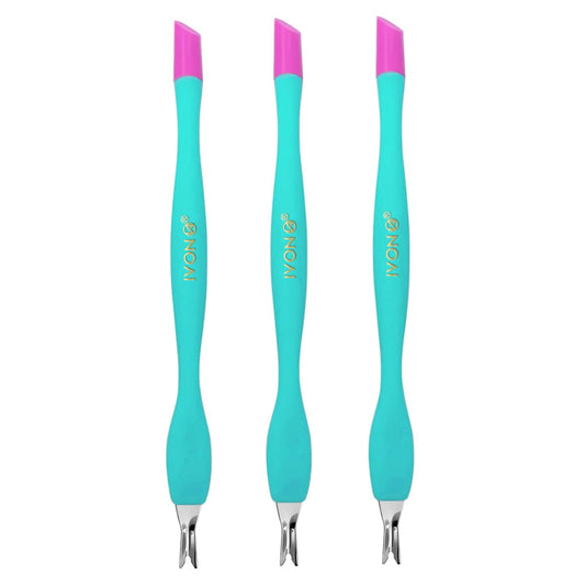 IVON 3pcs Cuticle Trimmer Pusher, Rubber Tip Soft on Nail Bed