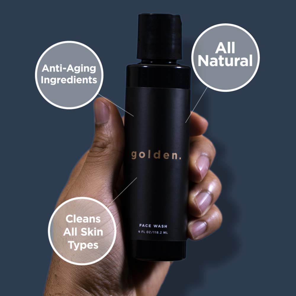 Golden Grooming Co. Bath and Body Skin Care Kit Gift Set for Men - with Deep Exfoliating Scrub, Face Wash, Moisturizer, Body Wash, 2 in 1 Beard and Hair Shampoo, Body Balm,Solid Cologne and Tweezers