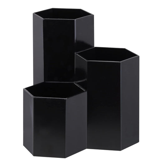 LoveBB Makeup Brush Holder Organizer, 3 Slot Plastic Cosmetics Brushes Pen Storage Solution, Black