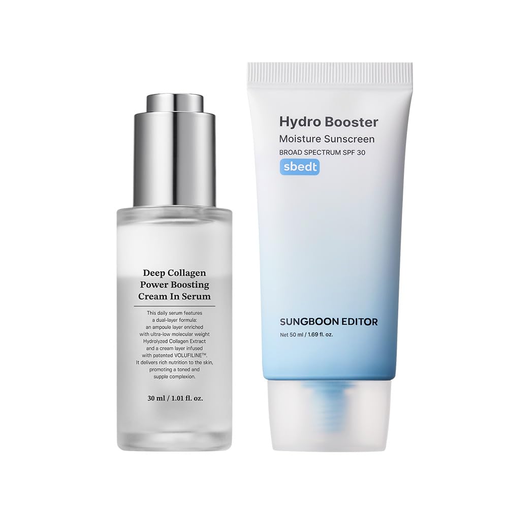 SUNGBOON EDITOR Deep Collagen Hydrating Duo : Deep Collagen Power Boosting Cream In Serum & Hydro Booster Moisture Sunscreen, Volufiline Serum, face sunscreen, Korean Skin Care