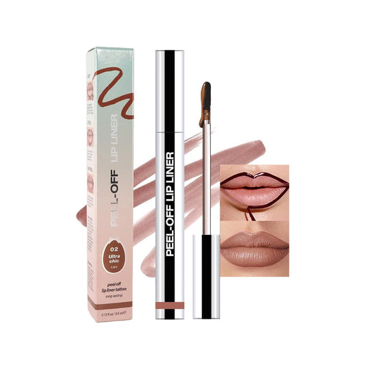 Matte Liquid Lip Stain Peel Off Lip Liner Tattoo - Brown, Waterproof Smudge-Proof Lip Gloss, Long-Lasting Non-Stick Cup Formula, Natural Peel Off Design for All Skin Types #02
