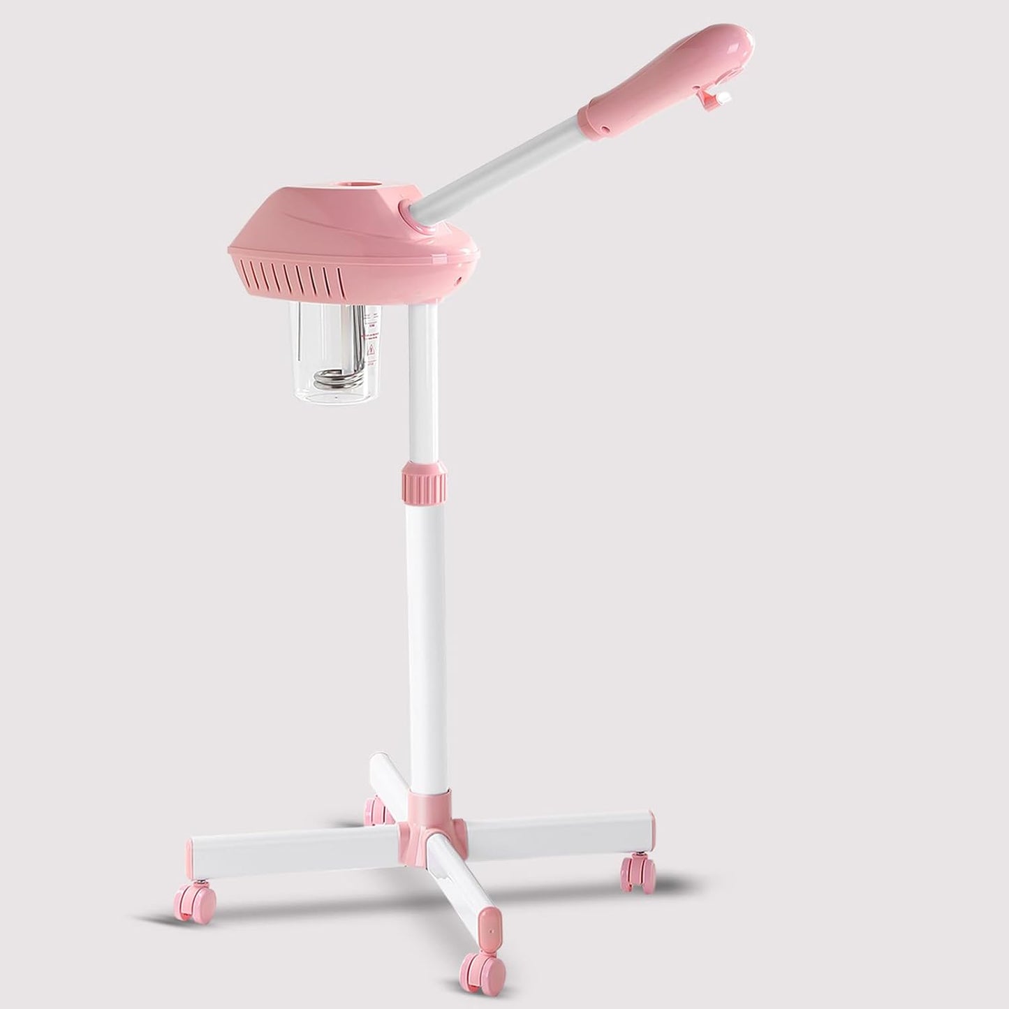 Face Steamer on Wheel Professional Ozone Face Steamer for Deep Facial Cleansing Pink