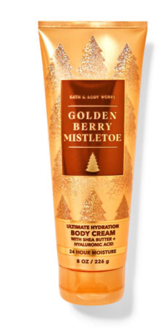 White Barn - Bath and Body Works - Gift Set 2 Piece Bundle - with Gift Bag HELLO GORGEOUS (Golden Berry Mistletoe)