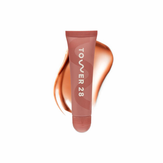 Tower 28 LipSoftie Hydrating Tinted Lip Treatment Balm, Moisturizing Lip Mask for Chapped Lips - Dulce de Leche Flavor, Sheer Nude Gloss