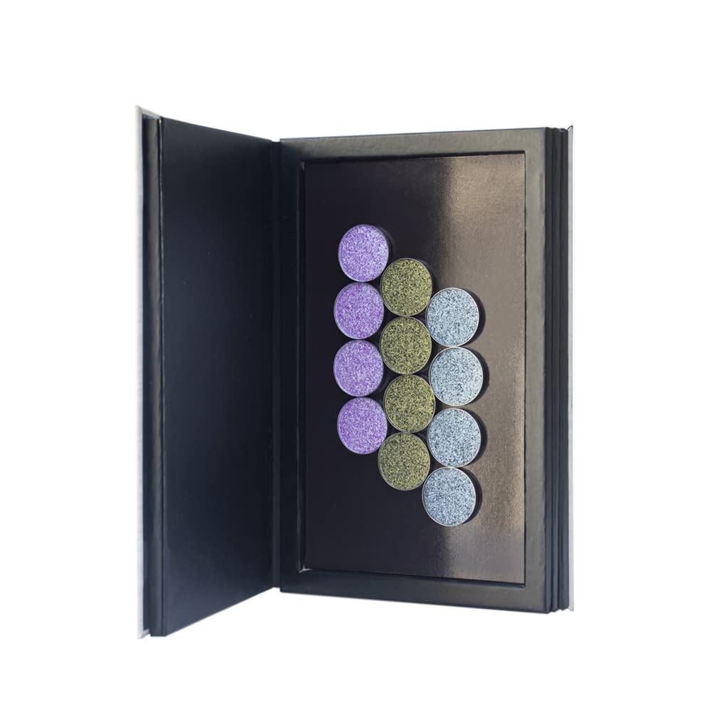 Strong 4-layers Empty magnetic palette book palette（White wood grain）+1pcs Makeup Depotting Spatula+50pcs Round Metal Stickers+50pcs Square Metal Stickers