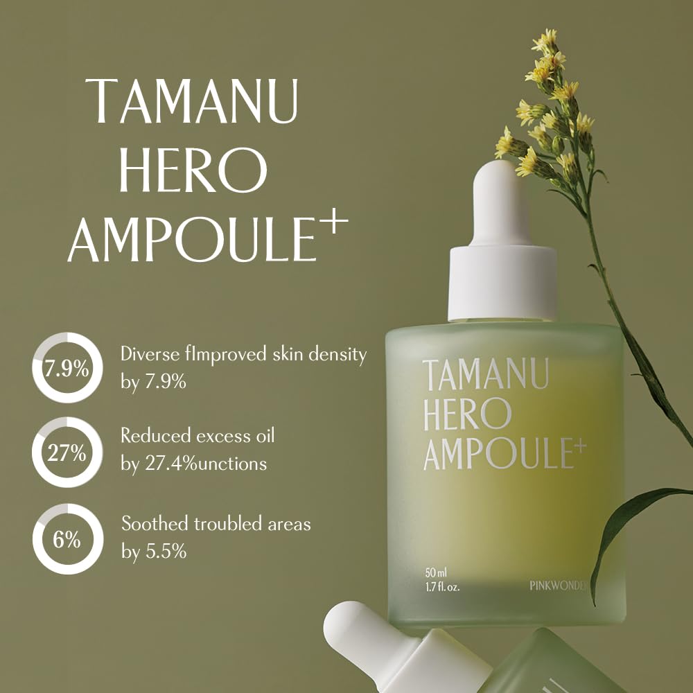 PINKWONDER Tamanu Hero Ampoule⁺ 1.69oz (50ml), 50,000ppm Tamanu Oil for Soothing