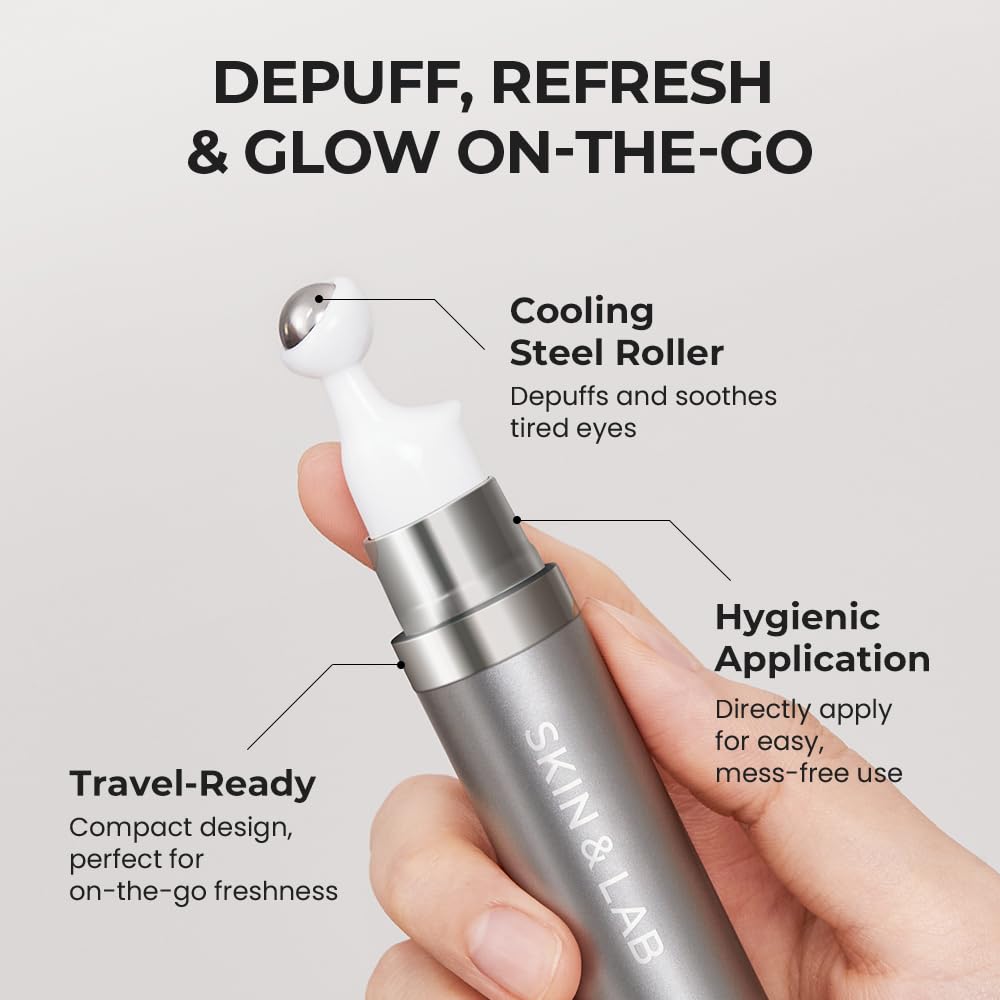 [SKIN&LAB] Bakuchiol Eye Serum with Caffeine, Roll-on Korean Under Eye Serum, Anti-Aging Wrinkle Care for Fine Lines, vegan, cruelty-free (0.5 Fl Oz)