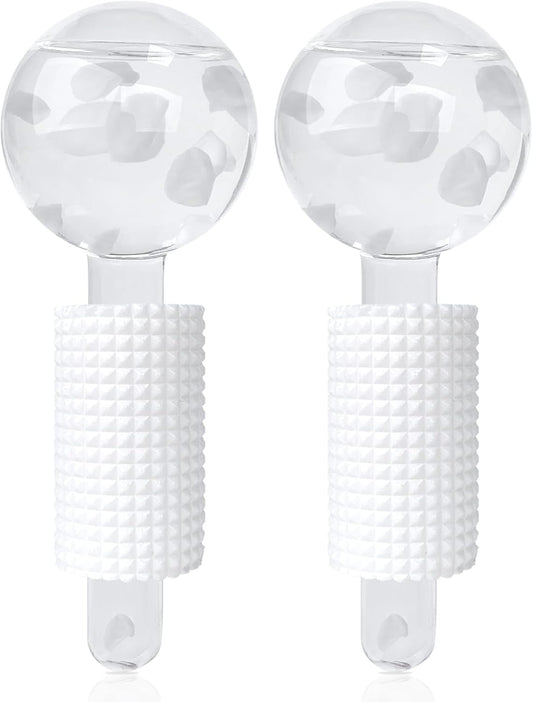 Ice Globes & Ice Roller for Face and Eyes - Facial Massage Tools for Skin Care, Reduce Wrinkles & Puffiness, Cooling Globes & Roller Ball for Glowing Skin 2PCS (White)