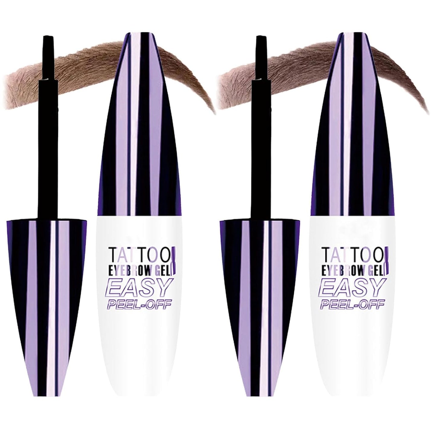 Tattoo Eyebrow Gel Easy Peel Off, Peel Off Eyebrow Tint, Easy Peel off Eyebrow Gel, Peel Off Eyebrow Tint, Waterproof & Sweatproof for All Skin Types (#1 Light Brown +#3 Dark Brown)