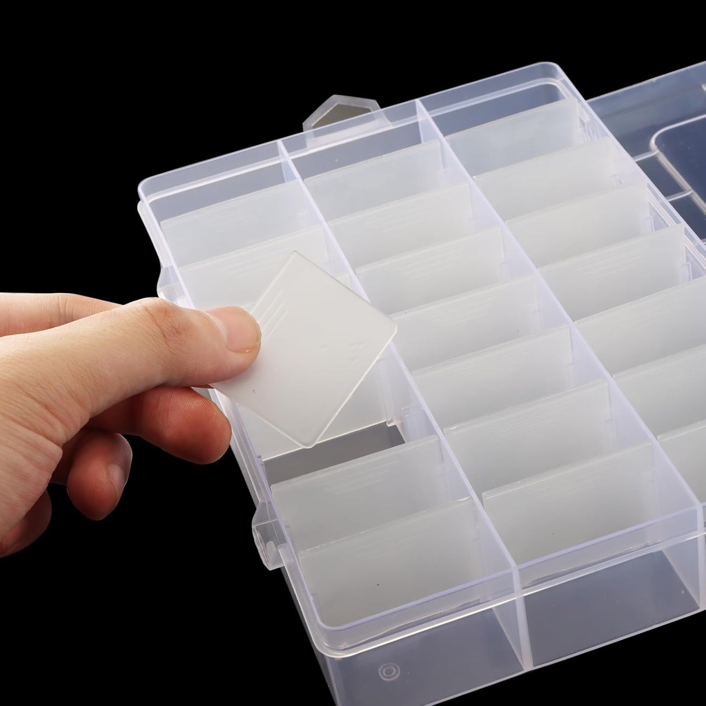 KINJOEK 8 Pack 24 Grids Plastic Bead Organizer Containers Storage, Adjustable Dividers Diamond Jewelry Craft Painting Storage Case, Clear Small Fishing Tackle Box for Sewing Cross Stitch Accessories