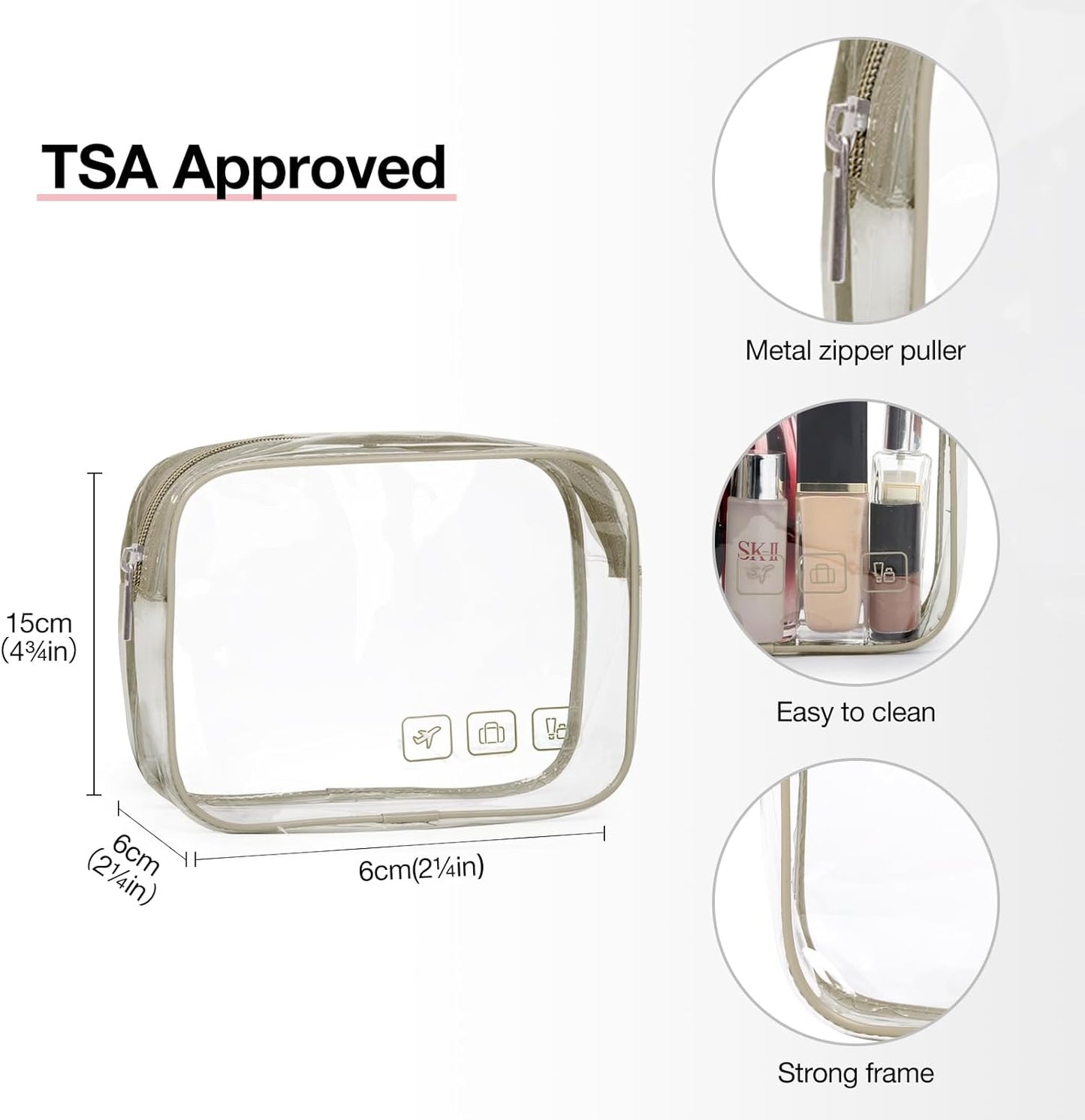 BAGSMART Toiletry Bag Hanging Travel Makeup Organizer with TSA Approved Transparent Cosmetic Bag Makeup Bag for Full Sized Toiletries, Large-Camel