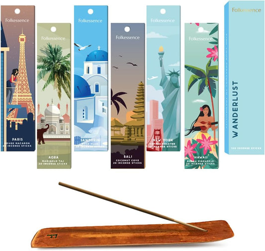 Folkulture Incense Stick with Holder for Gift | Set of 6-120 Organic Fall Insence-Sticks with 45 Mins Burn Time | Non Toxic Coconut Insense Sticks or Fall Scents, Coffee, Rose | Travel Incensios