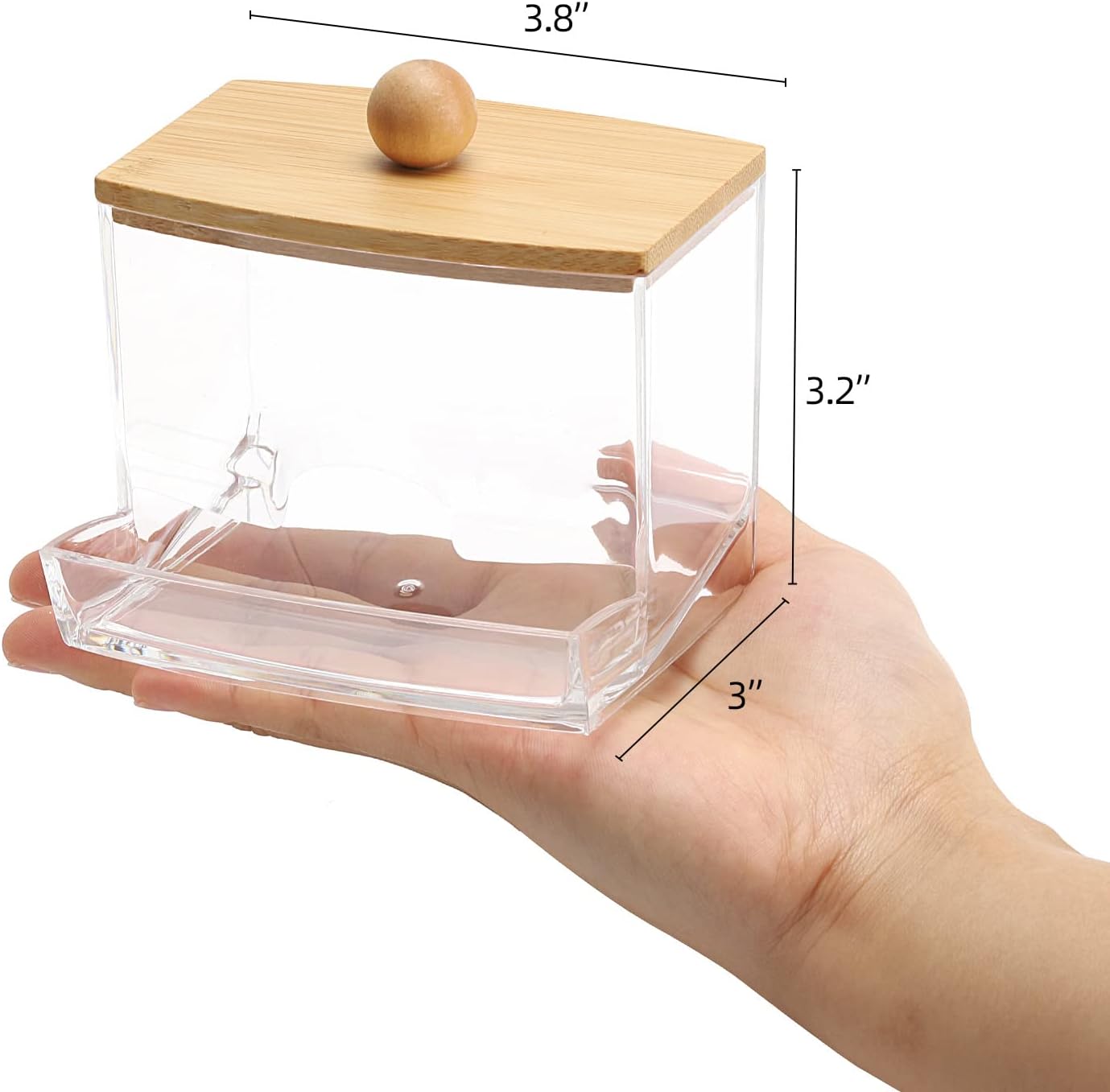 Tbestmax 10oz Qtip Holder Dispenser with Bamboo Lids, Big Clear Bathroom Organizer Accessories Decor for Storage-Qtips Cotton Ball Holder Apothecary Jars, Cotton Swabs, Floss Container