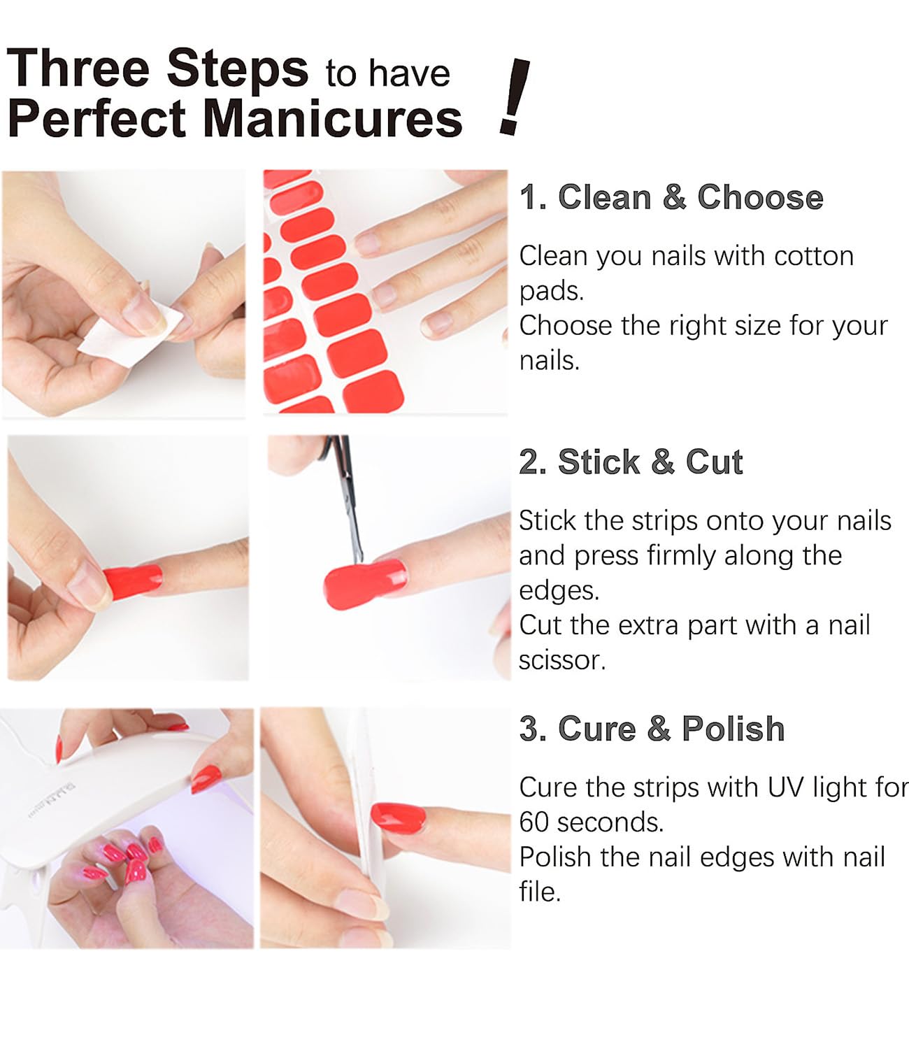 Semi Cured Gel Nail Strips, Irregular French, Strips 20pcs Gel Nails Sticker UV for Home Nails DIY