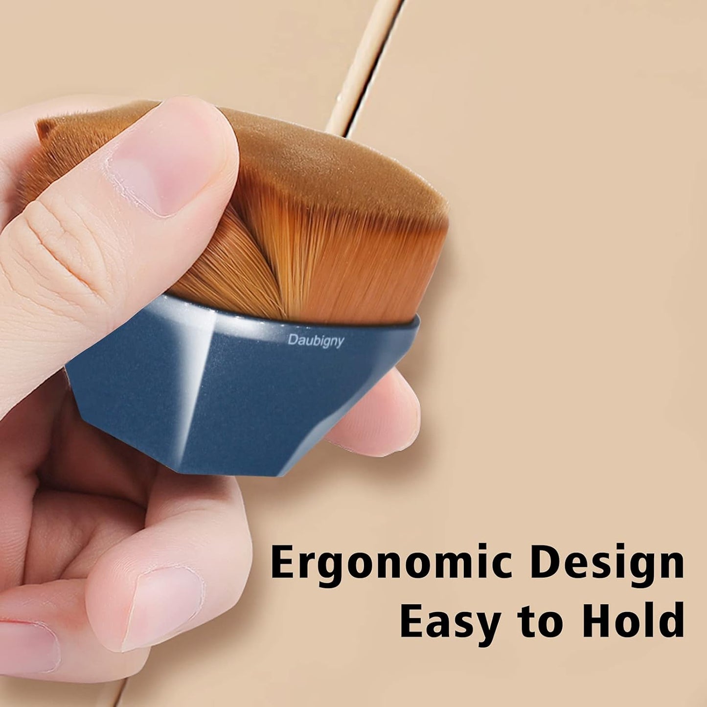 Daubigny Perfect Makeup Brush for Face Blush Foundation Brush for Blending Liquid, Cream or Flawless Powder Cosmetics with Protective Case (Blue)